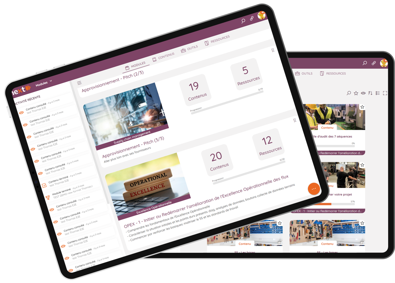 Interface NEXT Modules : bibliothèque de contenus opérationnels