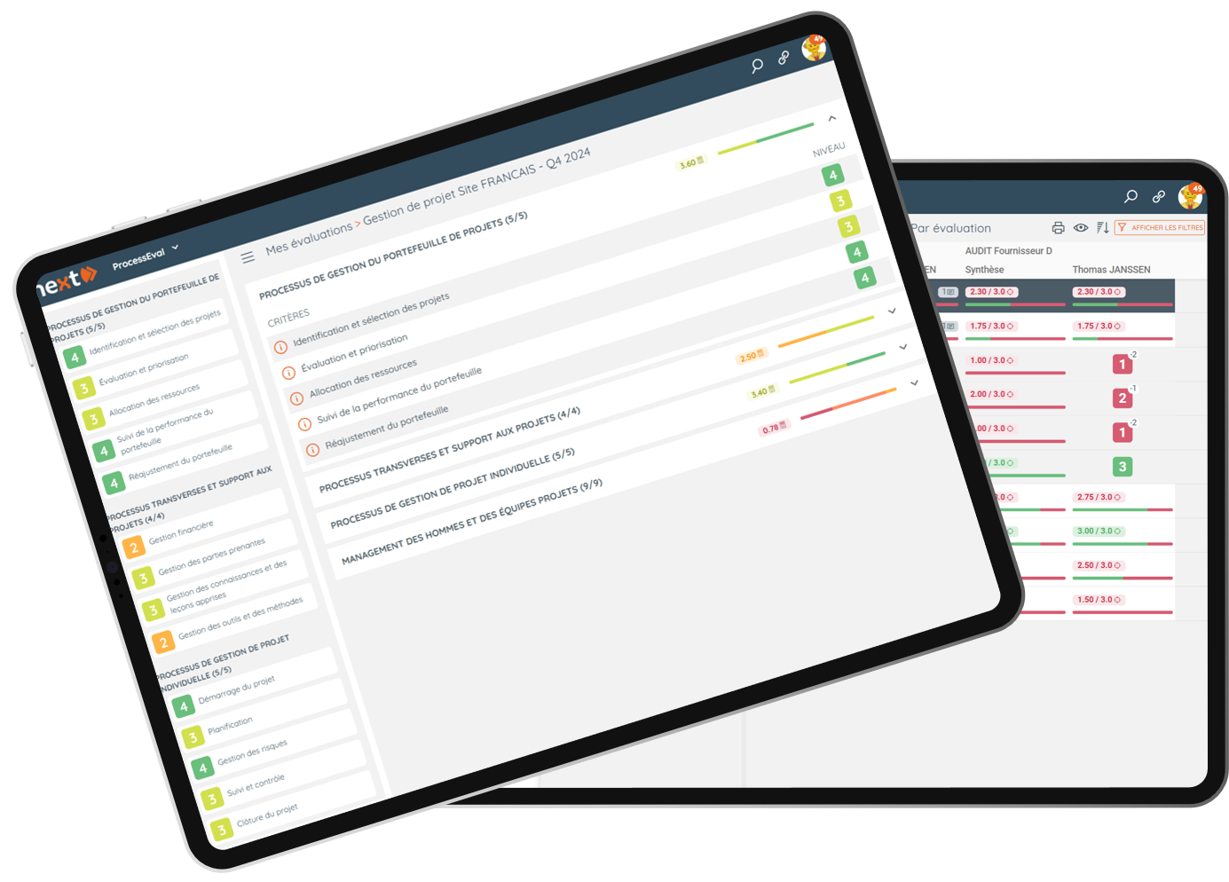 Interface ProcessEval : évaluation de la maturité des processus