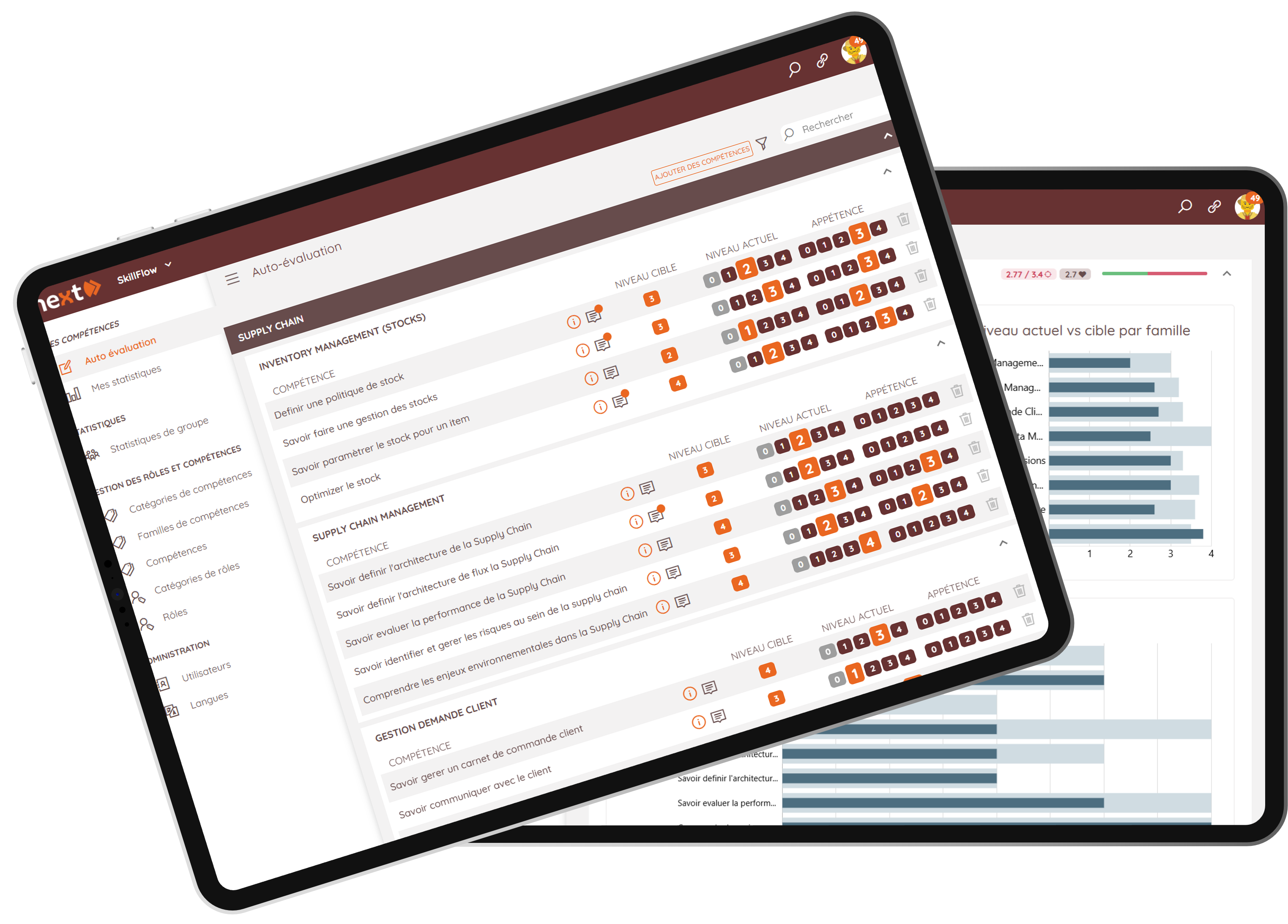 Interface SkillFlow : matrice de polyvalence des compétences